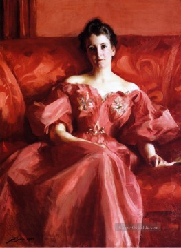  red - Portrait von Frau Howe geb Deering Lady belgische Malerin Alfred Stevens